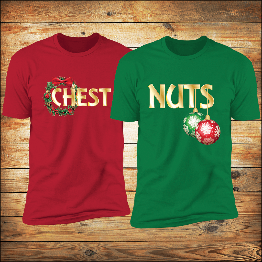 Chestnuts Matching Couples Tees | Red & Green Holiday Set
